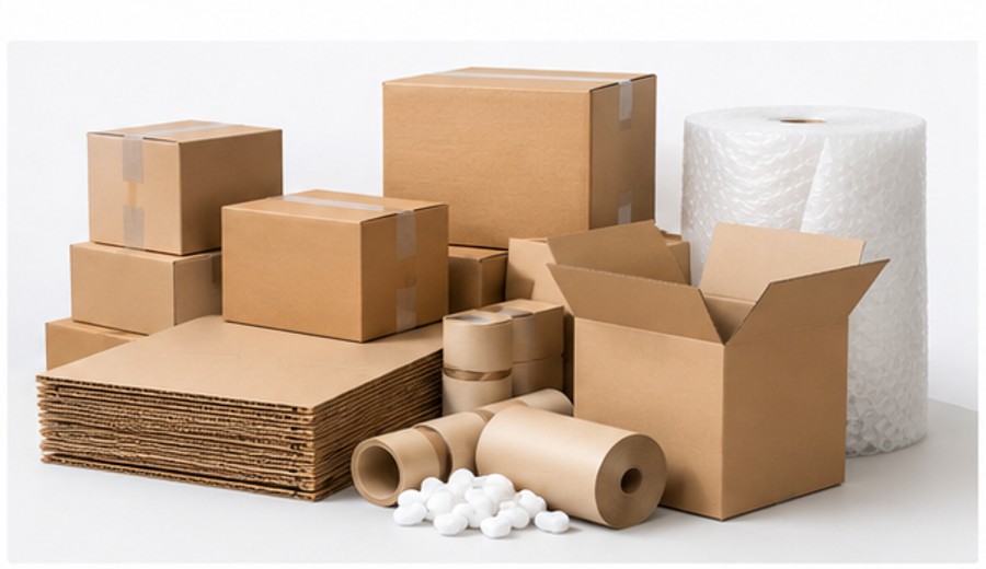 Cardboard packaging boxes, corrugated sheets and protective packaging materials